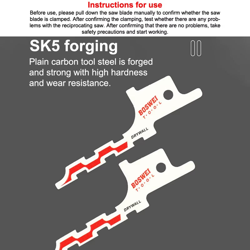 2Pcs Mini Reciprocating Jig Saw Blades Drywall Reciprocating Saw Blade 85/86 Type Wire Box Drywall Access Sawzall Blades