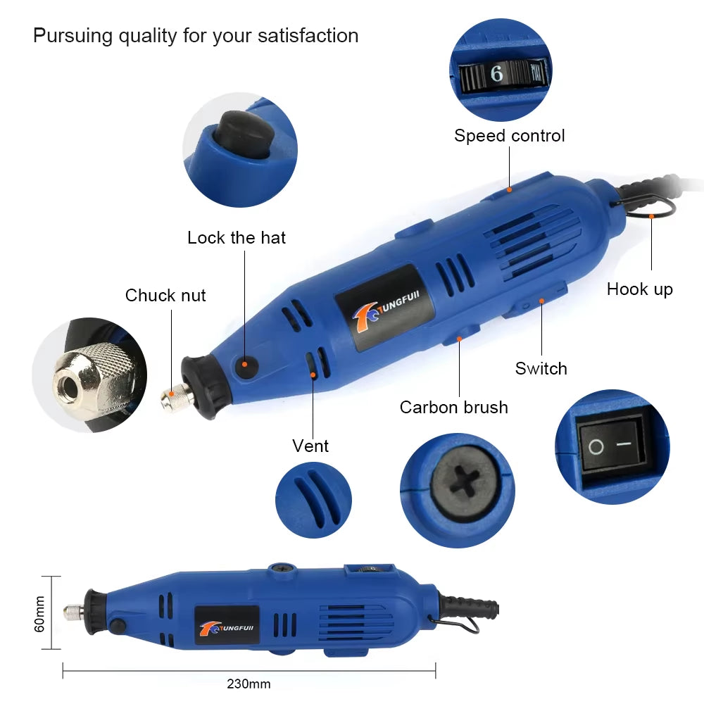 220V Electric Grinder High Power Handheld Electric Grinder Jade Cutting Carving Polishing Machine Electric Drill Power Tools