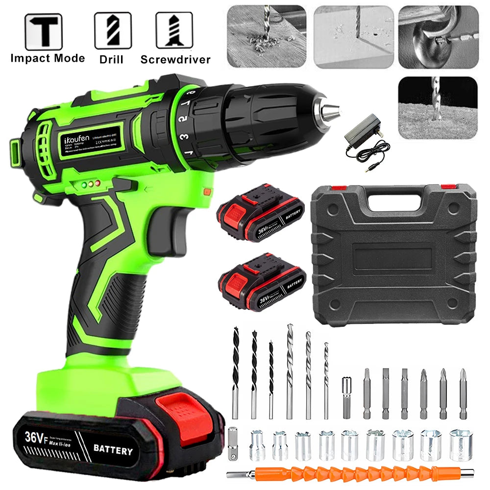 Top Sale Hand Drill Power Tools Multi-Function 18V Electric Impact Cordless Drill