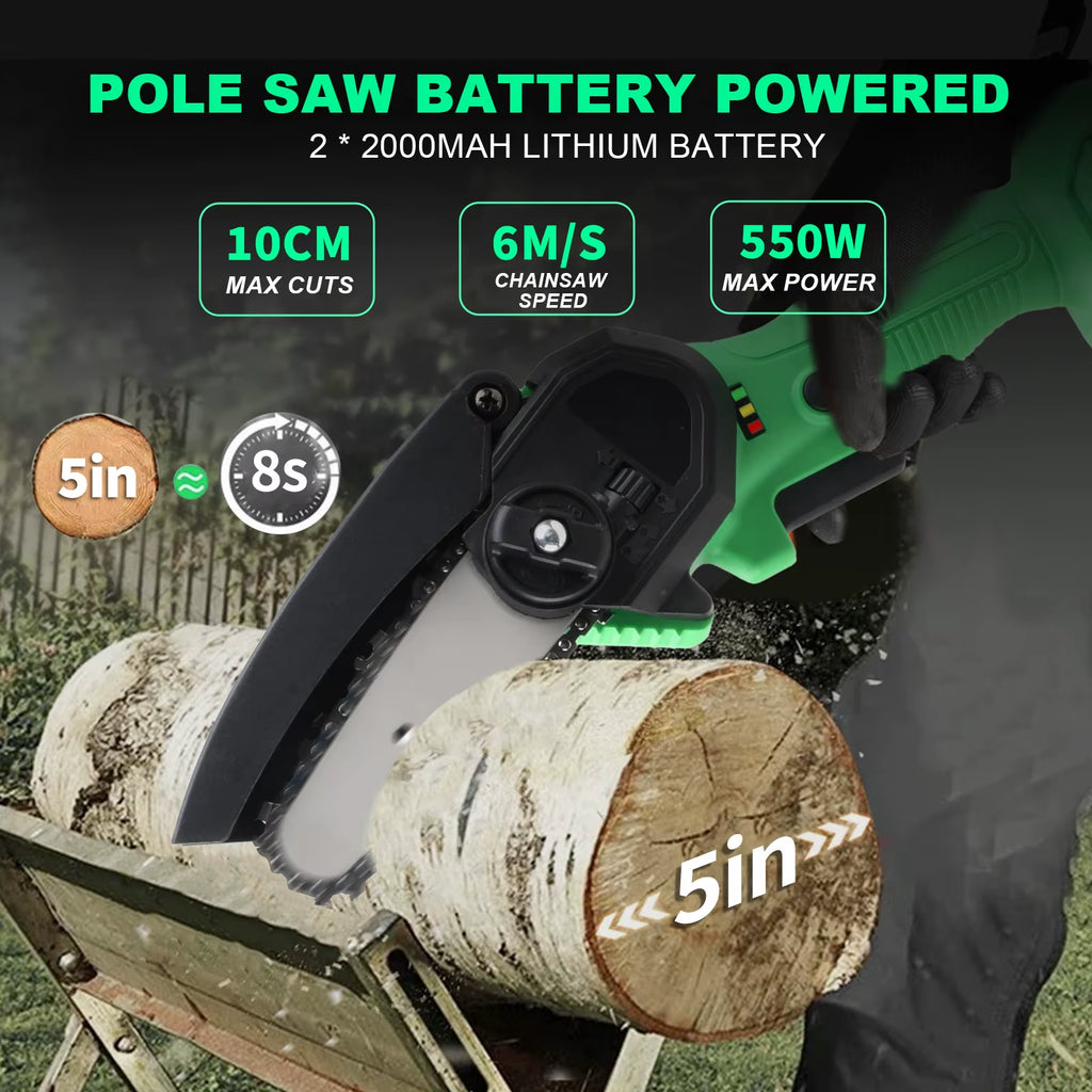 20V 4 Inch Industrial Cordless Pole Saw & Mini Chainsaw Long Pole DIY Grade for Wood Cutting Local US Warehouse