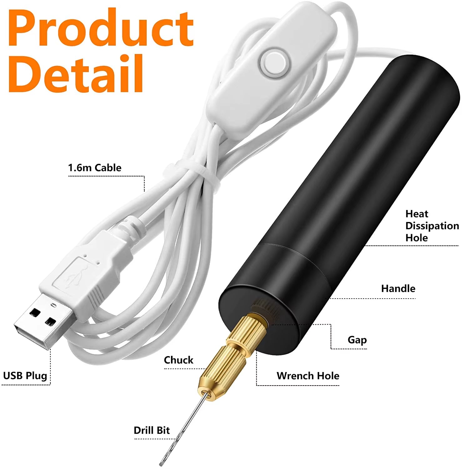 Electric USB Mini Drill 5 Pieces Set USB Drill Rotary Tools Engraver Pen Drilling Jewelry Tools with Drill Bits Power Tools