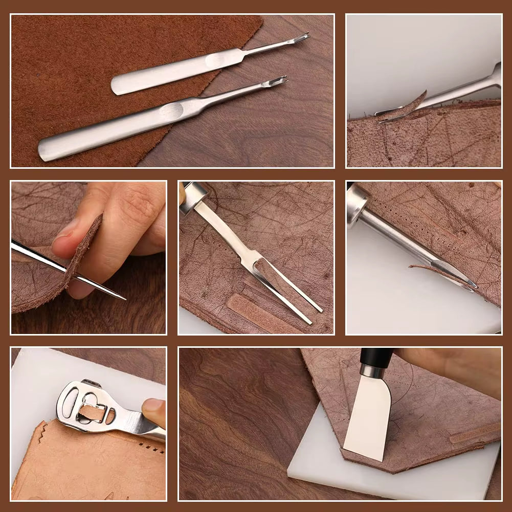 Fenrry 37Pcs Leather Work Tools Leather Hand Tools with Edge Skiver Sewing Tools Leather Craft Tools for Beginners