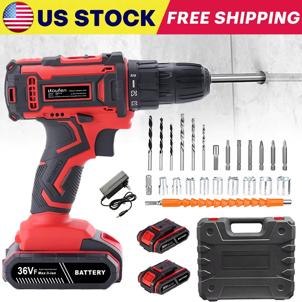 Power Tools Professional Wireless Drill Electric Driver Woodwork Screwdriver Mechanical Battery Set Impact Drilling Machine