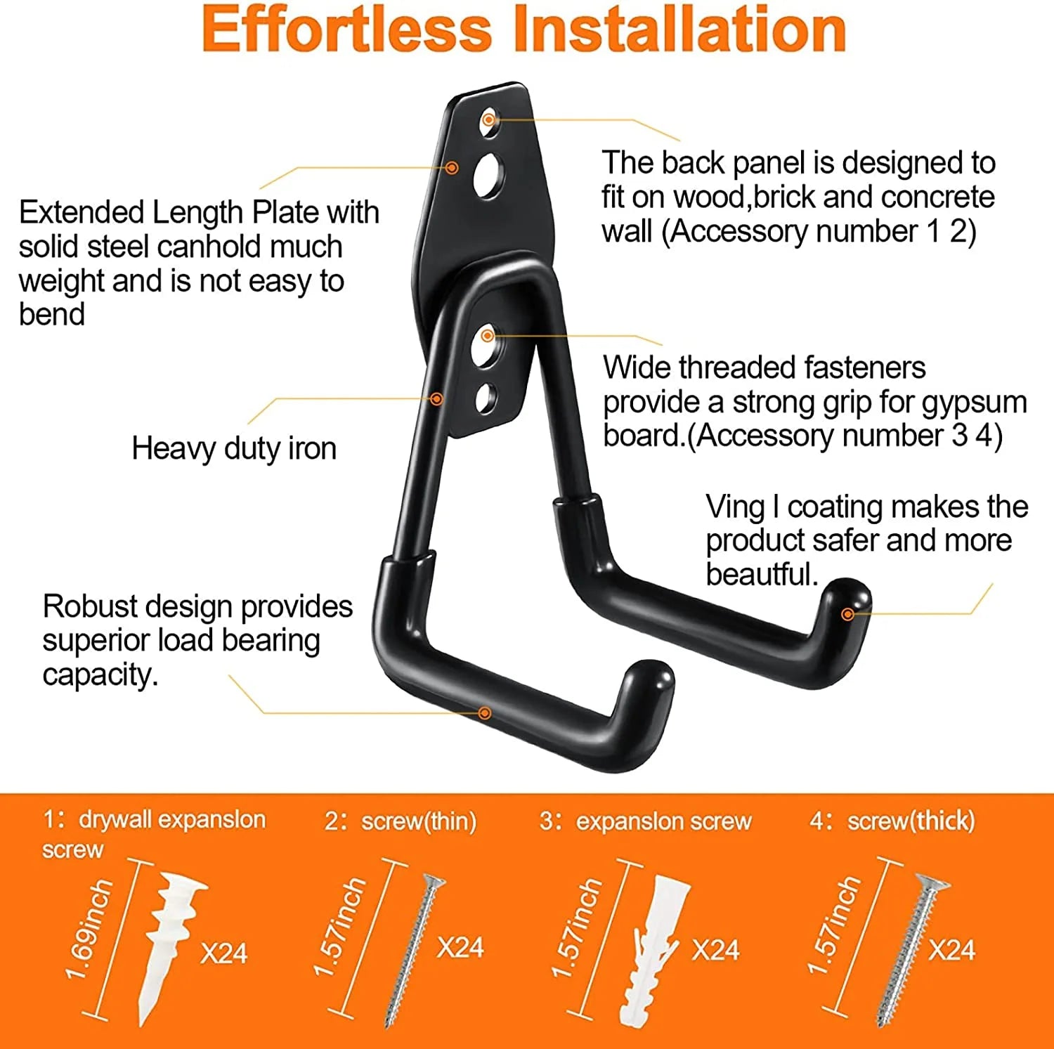 12 Pcs Garage Hooks, Heavy Duty Wall Hooks, for Organizing Power Tools, Ladders, Bulk Items