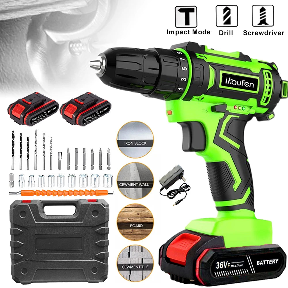 Top Sale Hand Drill Power Tools Multi-Function 18V Electric Impact Cordless Drill