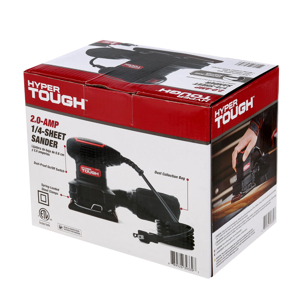 2 Amp Corded 1/4 Sheet Palm Sander with Dust Bag, Vacuum Hose Adapter, Punch Plate & 3 Sanding Sheets, New Condition