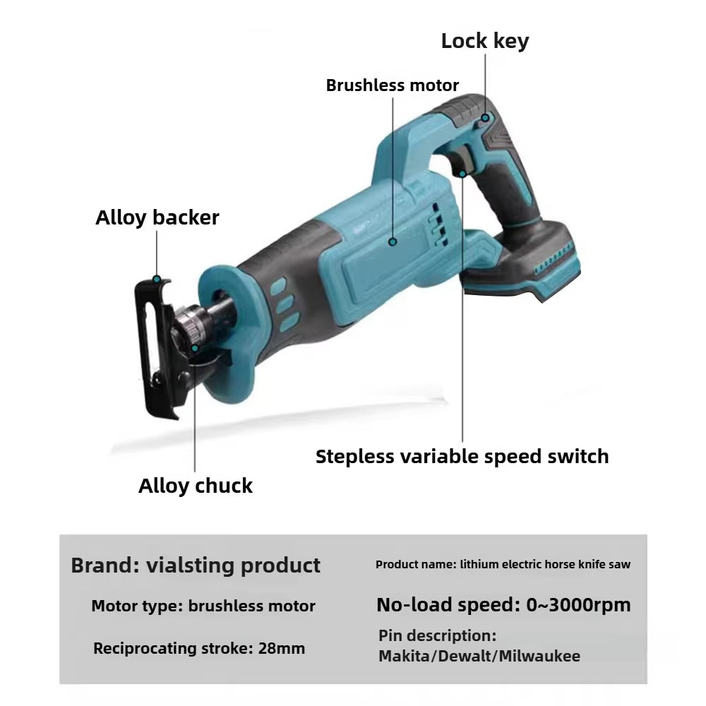 Brushless Reciprocating Saw High-Power Cutting Saw Handheld Multifunctional Household Small Electric Saw No Battery