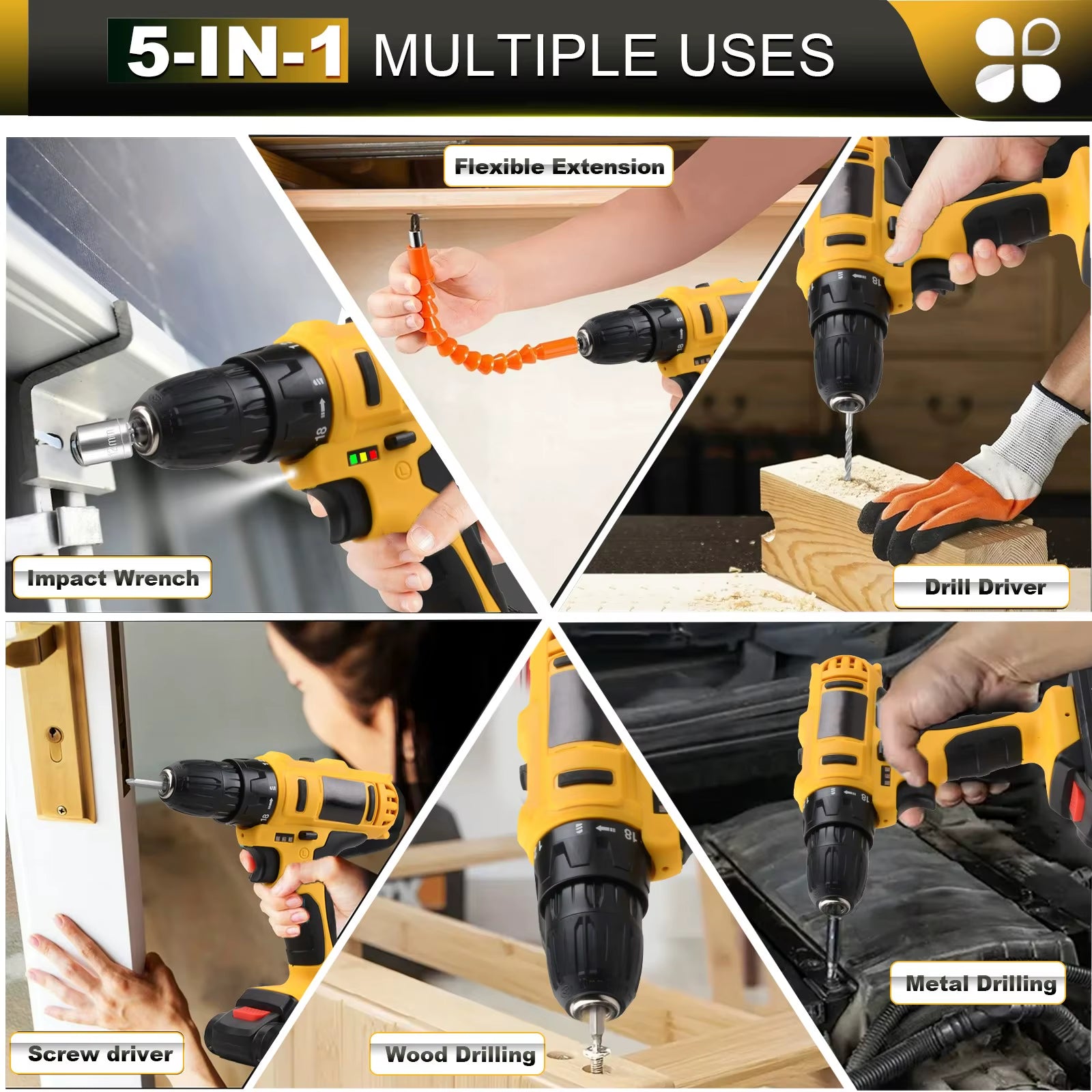 20V Cordless Drill Set Electric Screwdriver Mini DIY Tools Variable Speed Brushed Motor Power Source Battery Local US Warehouse